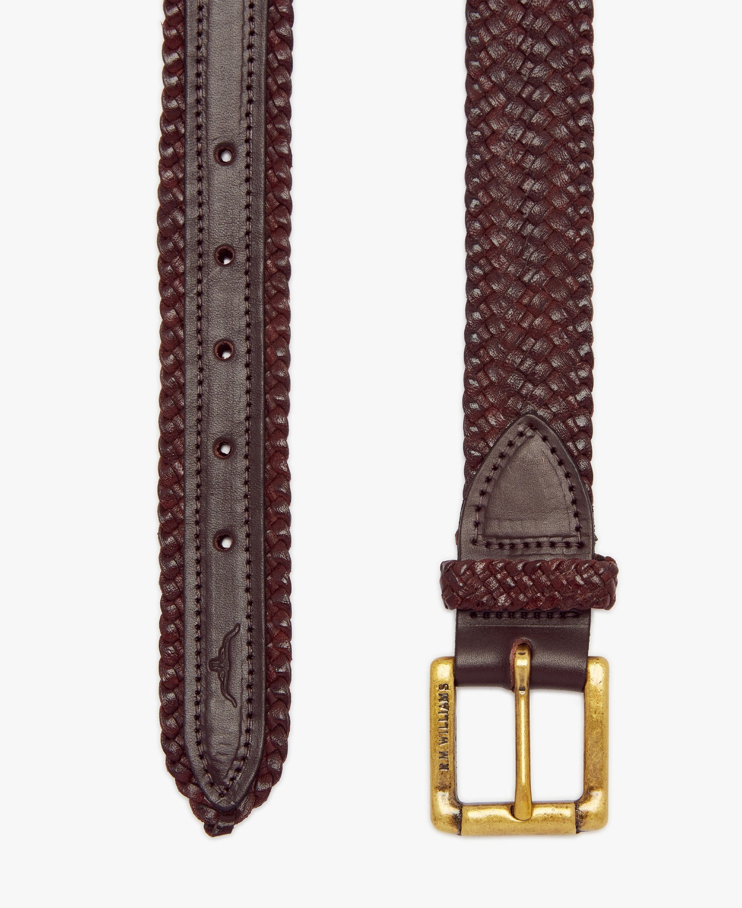 1 1/4 Inch Plaited Buckle Belt - Brown