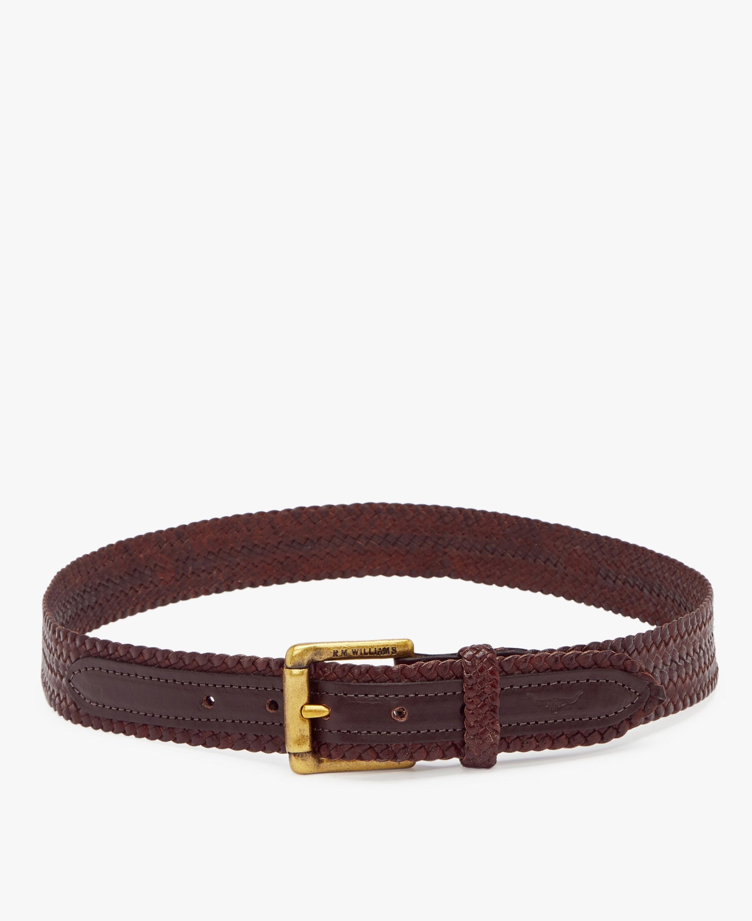 1 1/4 Inch Plaited Buckle Belt - Brown