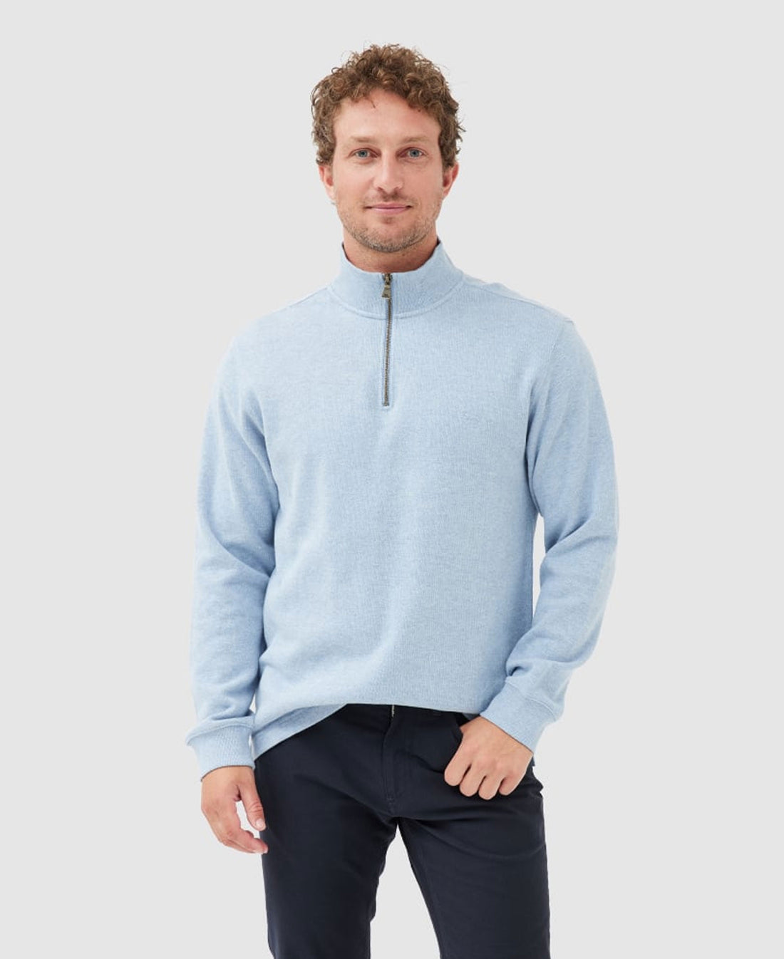 Alton Ave 1/4 Zip Sweat - Sea Breeze