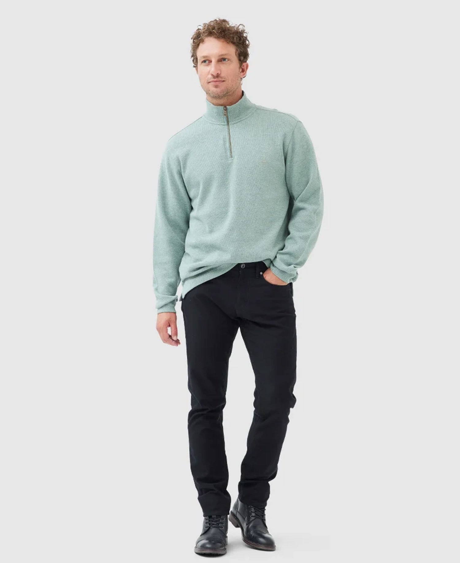 Alton Ave 1/4 Zip Sweat - Sage