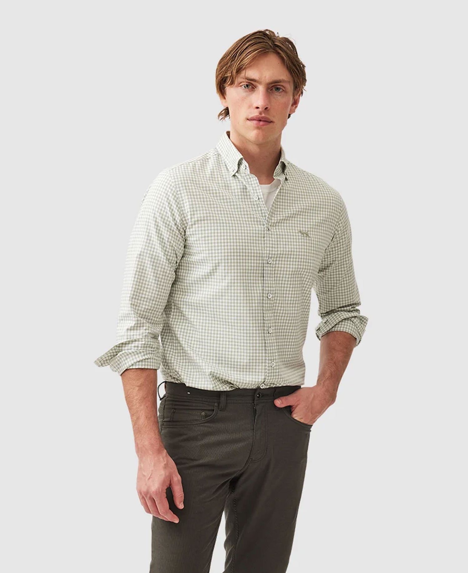 Gunn Check Oxford 3 Sports Fit Shirt - Dusty Sage