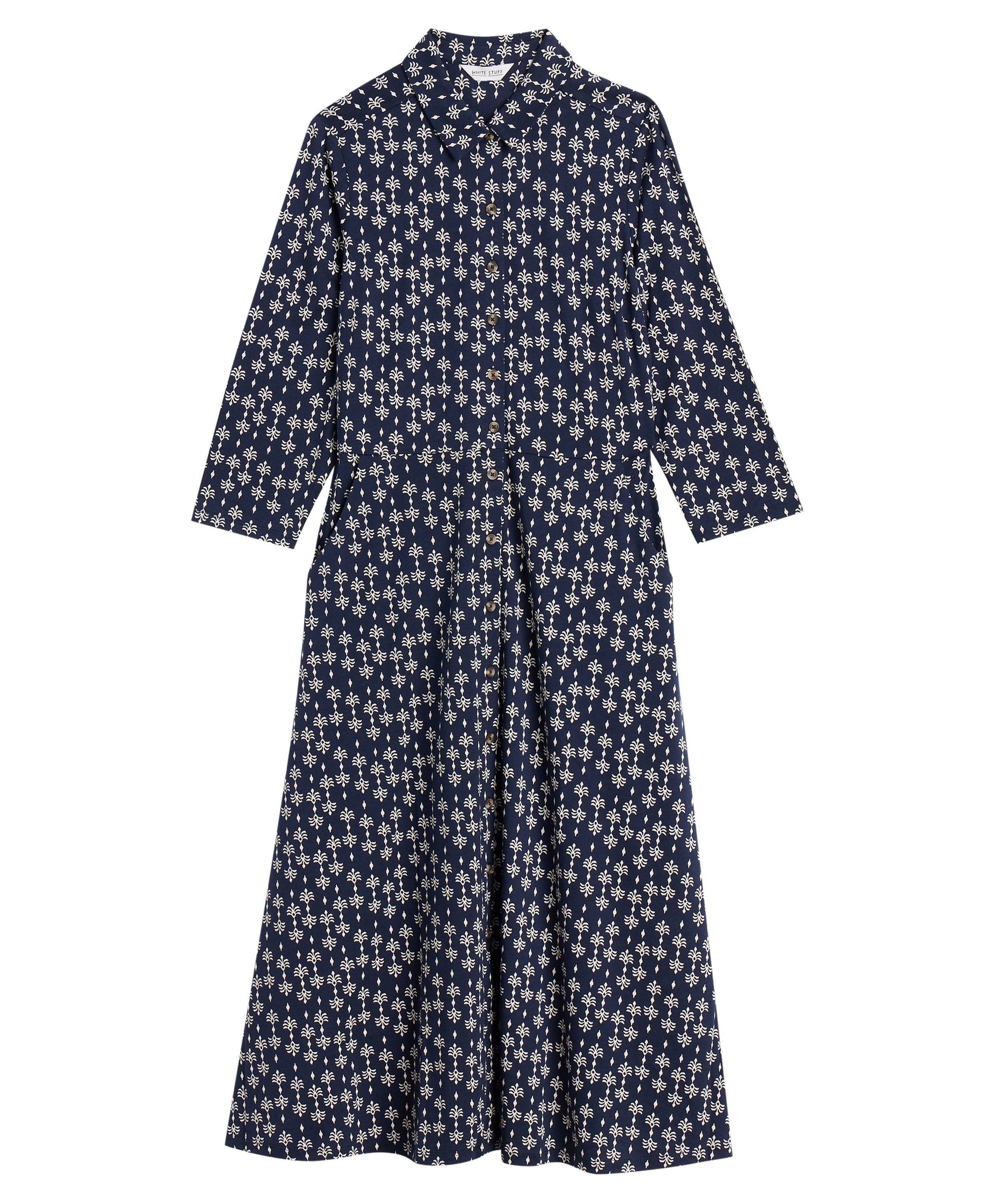 Rua Jersey Shirt Dress - Navy Print