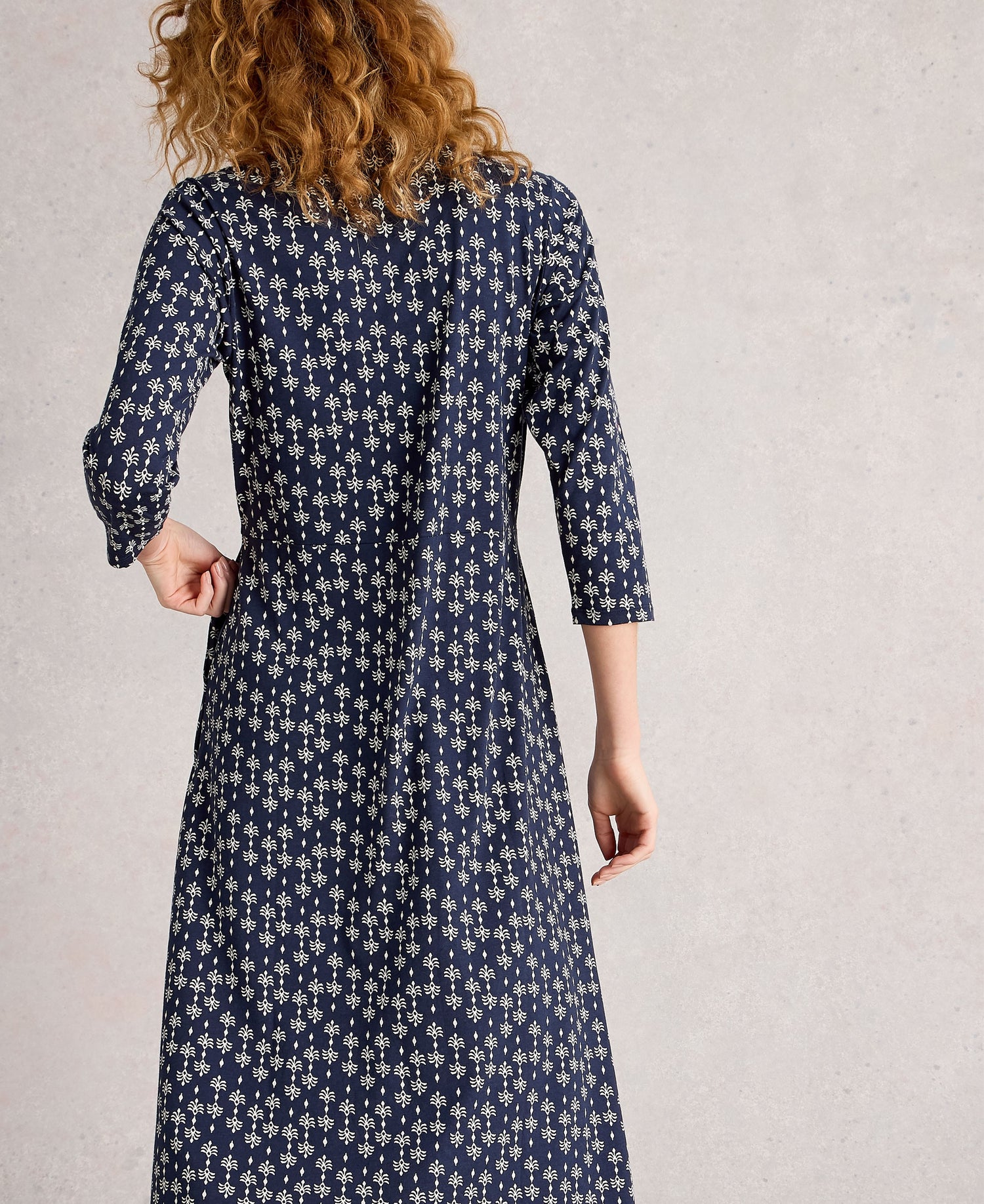 Rua Jersey Shirt Dress - Navy Print