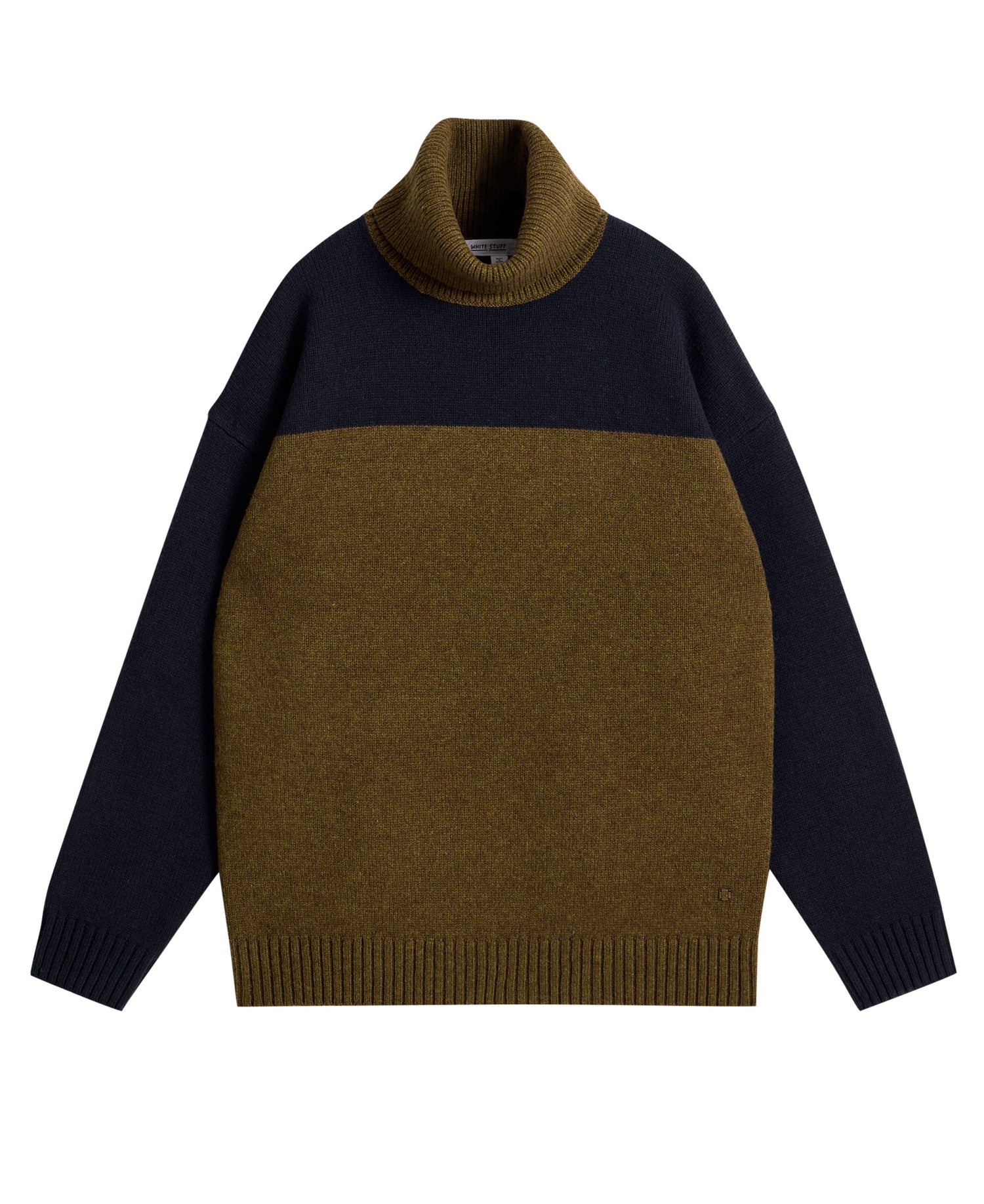 Ryde Colourblock Roll Neck - Khaki Green