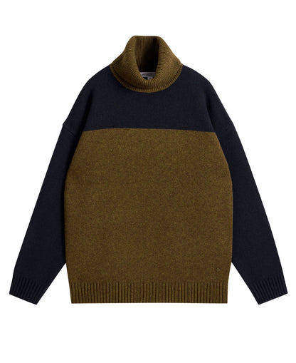 Ryde Colourblock Roll Neck - Khaki Green