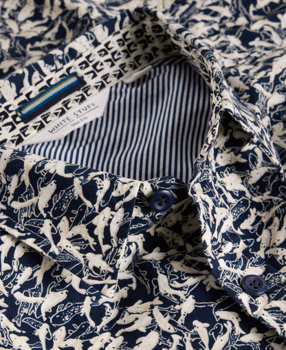 Salcombe Fish Print Shirt - Navy Print