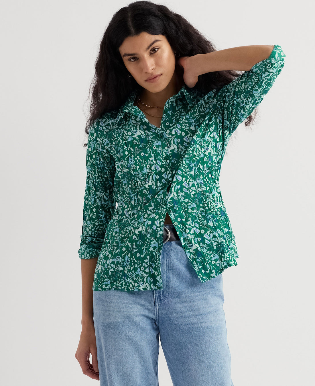 Larissa Shirt - Woodland Floral Dark Stem