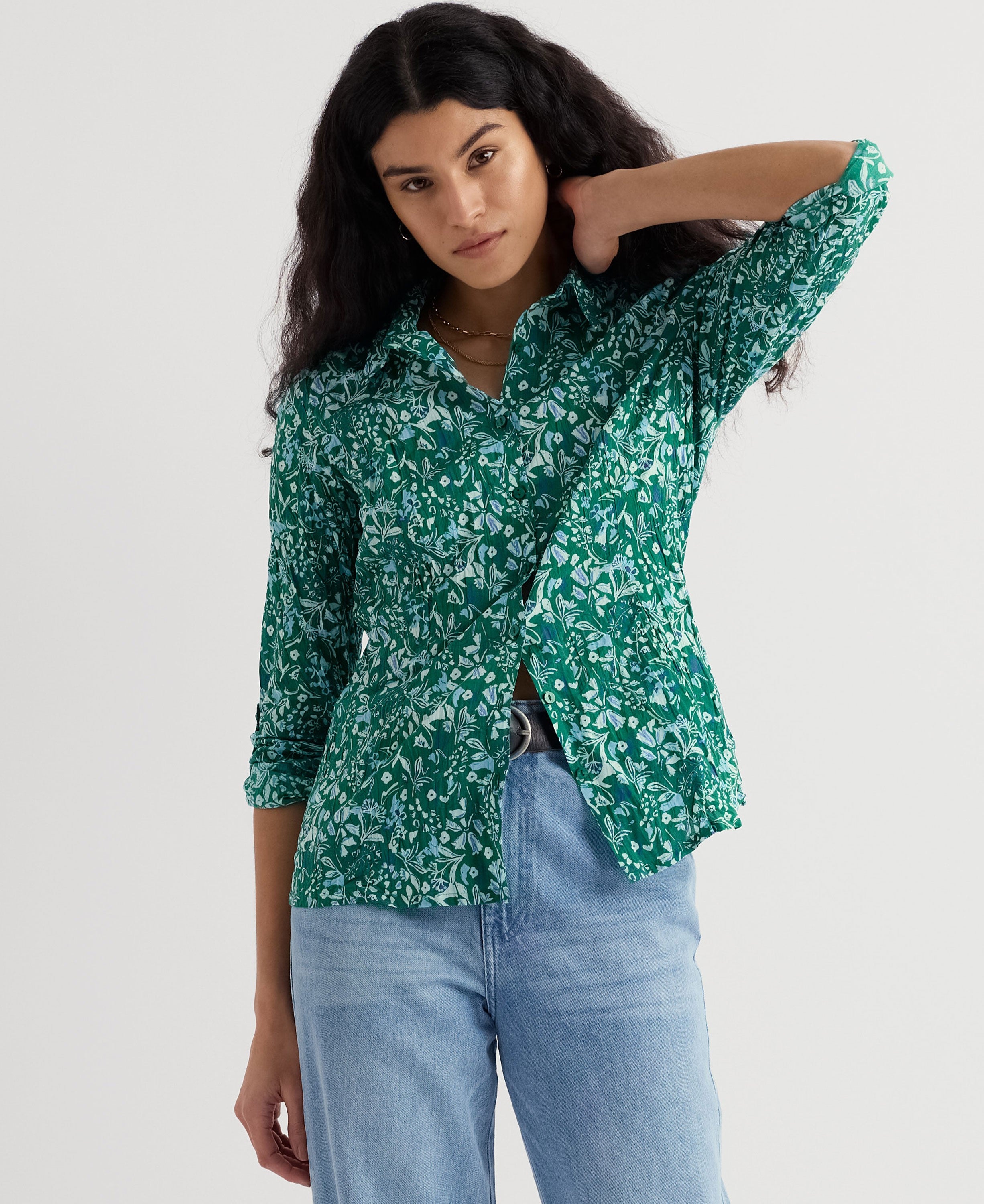 Larissa Shirt - Woodland Floral Dark Stem
