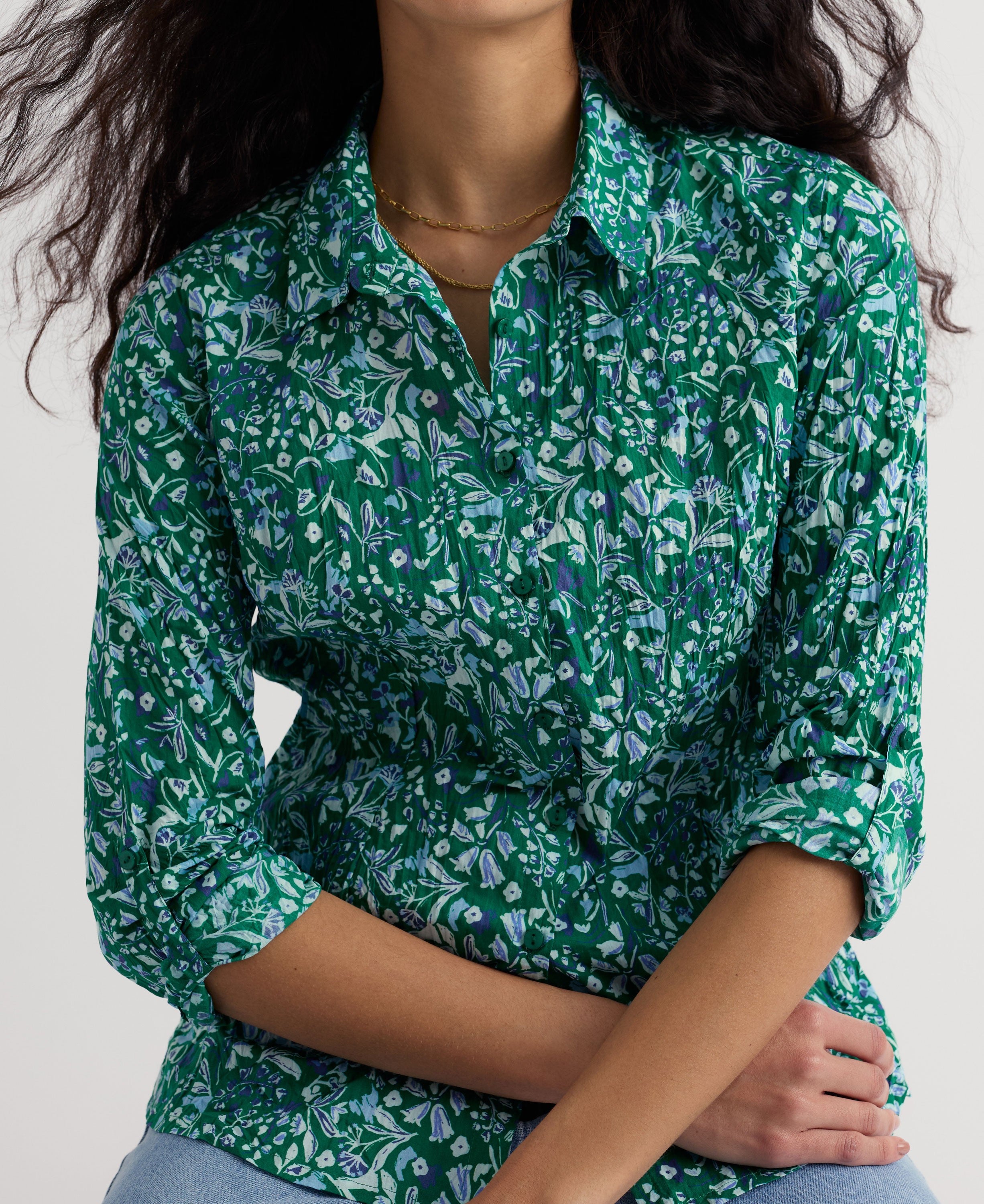 Larissa Shirt - Woodland Floral Dark Stem