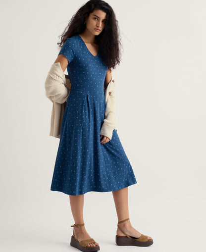 Pier View Dress - Little Sponge Spot Dark Voyage