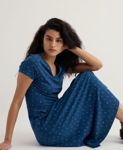 Pier View Dress - Little Sponge Spot Dark Voyage