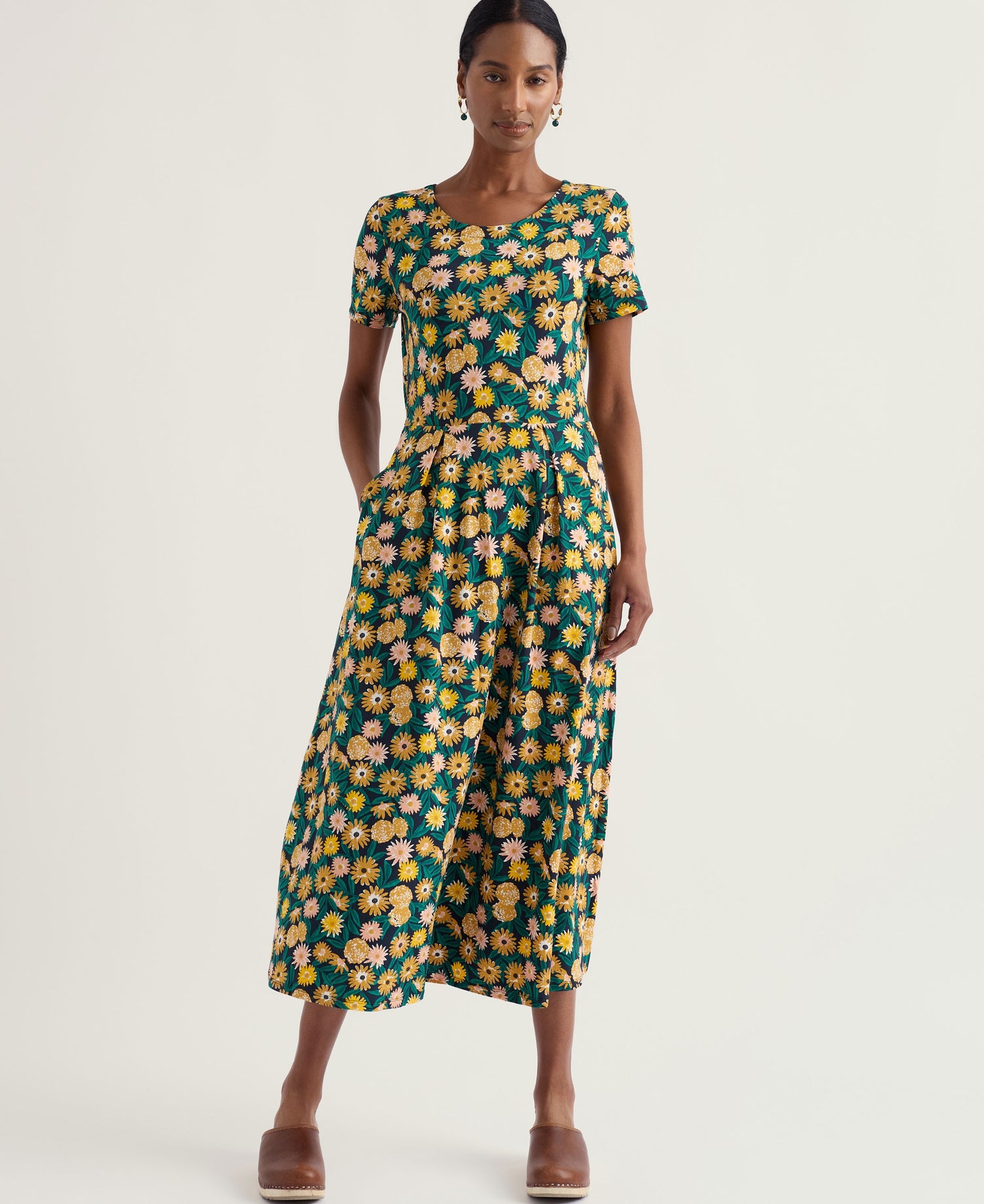 Short Sleeve Veronica Dress - Marigold Meadow Inkwell