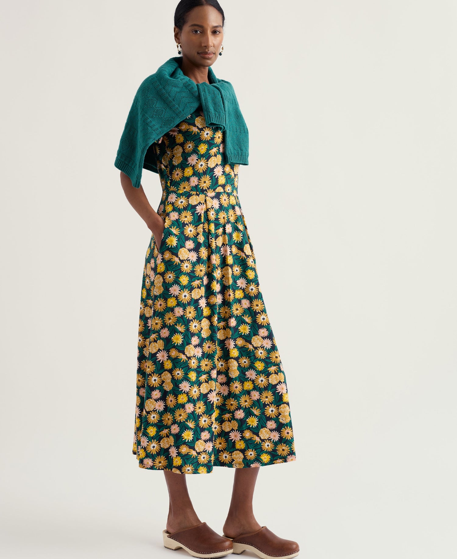 Short Sleeve Veronica Dress - Marigold Meadow Inkwell