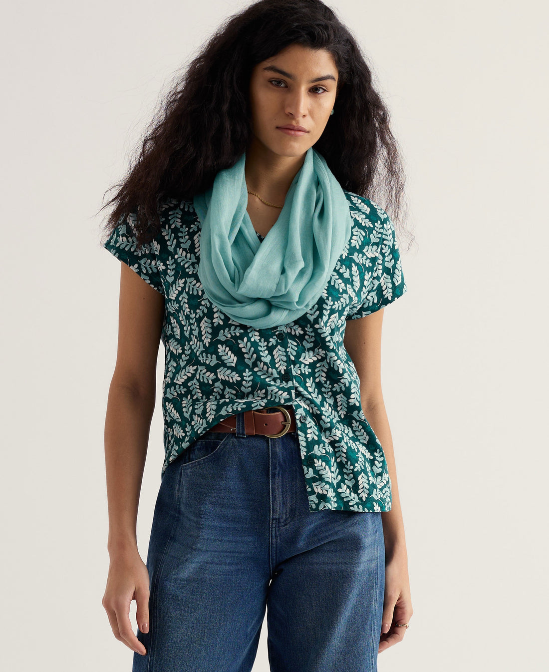 Studio Glass Top - Indigo Leaf Dark Wreckage