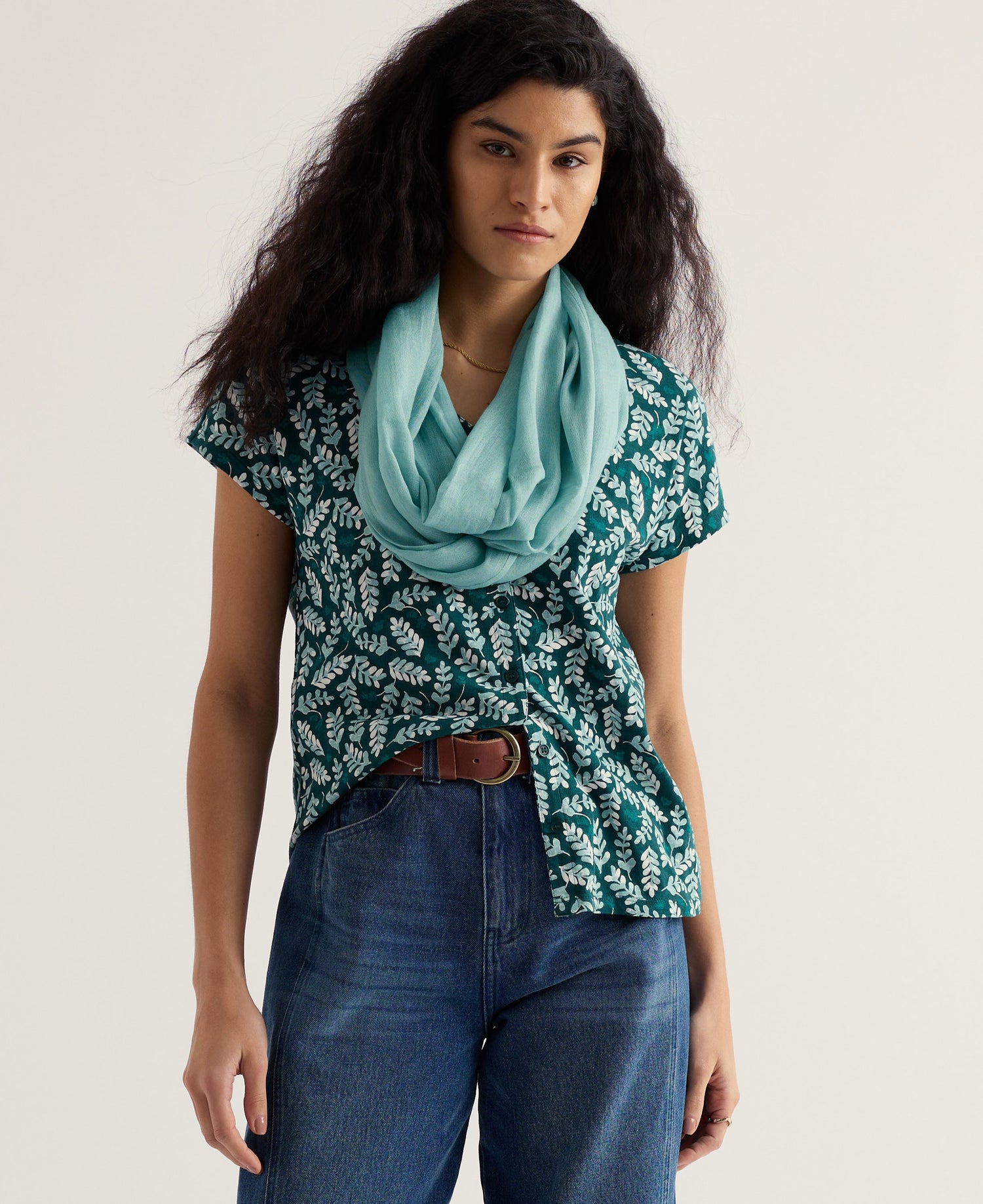 Studio Glass Top - Indigo Leaf Dark Wreckage