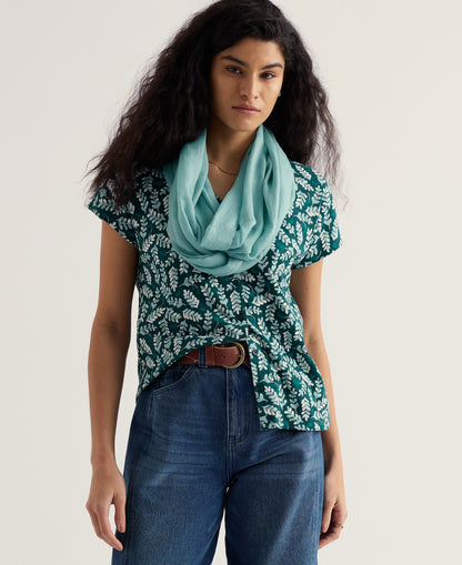 Studio Glass Top - Indigo Leaf Dark Wreckage