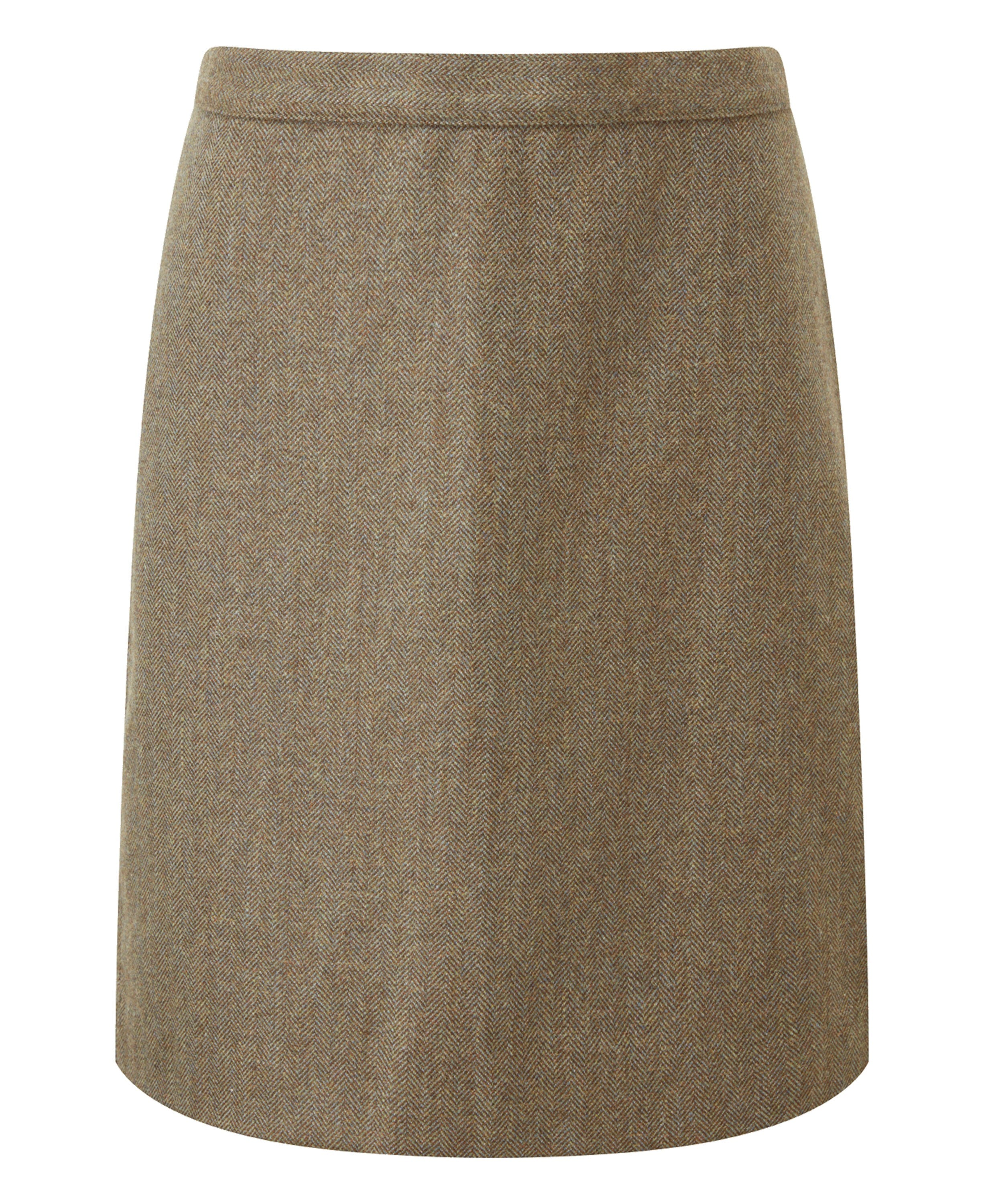 Beauly Tweed Skirt - Loden Green Herringbone Tweed