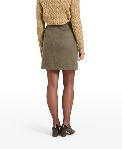 Beauly Tweed Skirt - Loden Green Herringbone Tweed