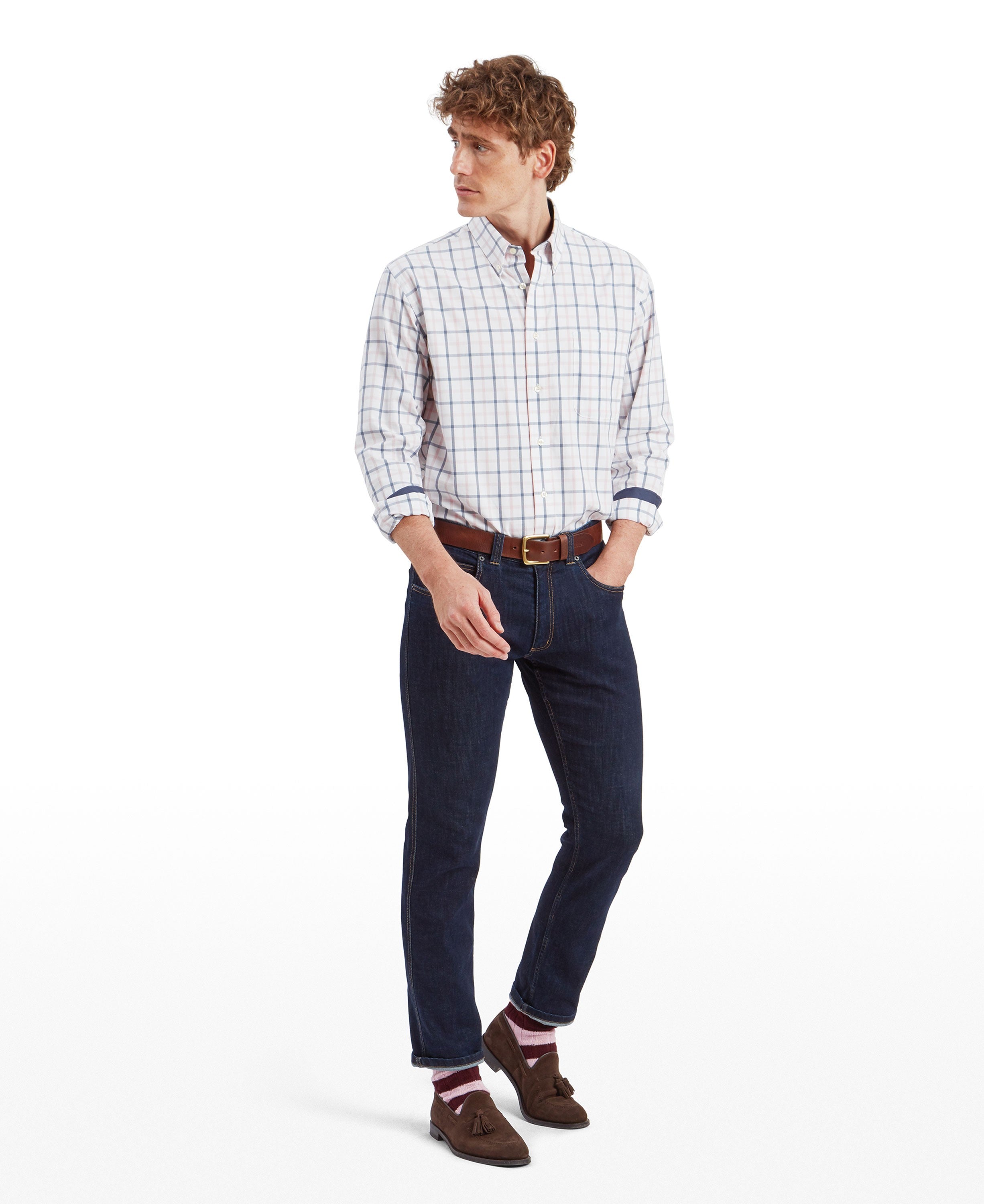 Brancaster Classic Shirt - Stone Blue Check