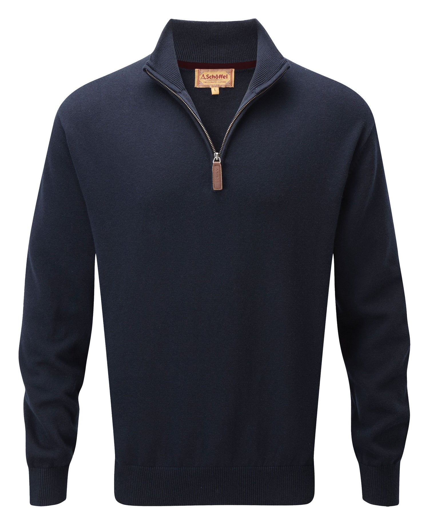 Calton Cotton Cashmere Quarter Zip Jumper - Navy