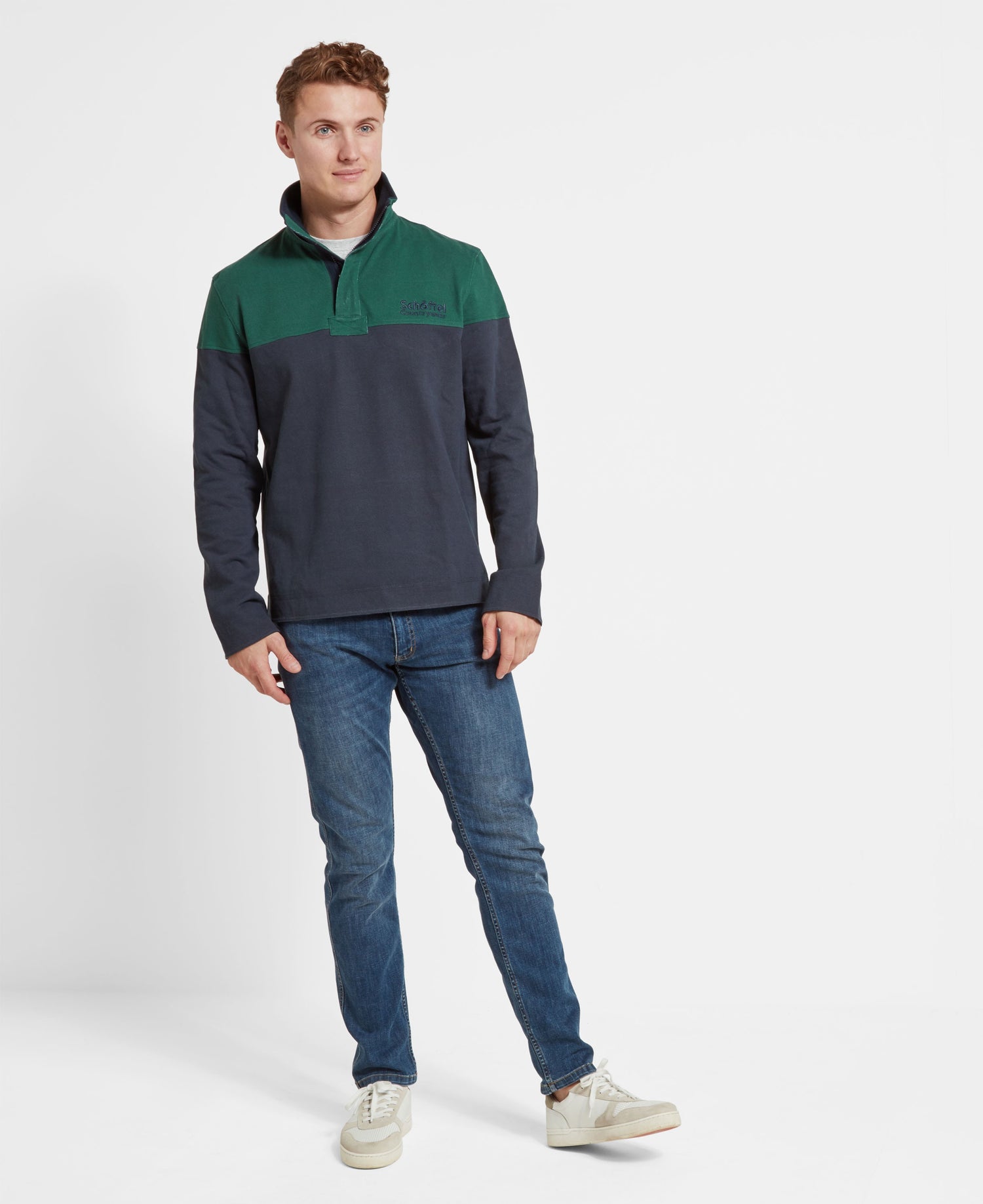 Helford Heritage Sweatshirt - Navy/Pine Green
