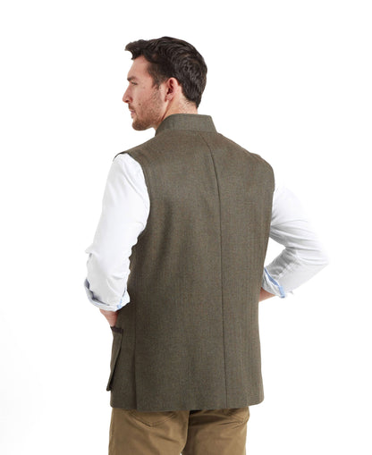 Holcot Tweed Waistcoat - Loden Green Herringbone Tweed