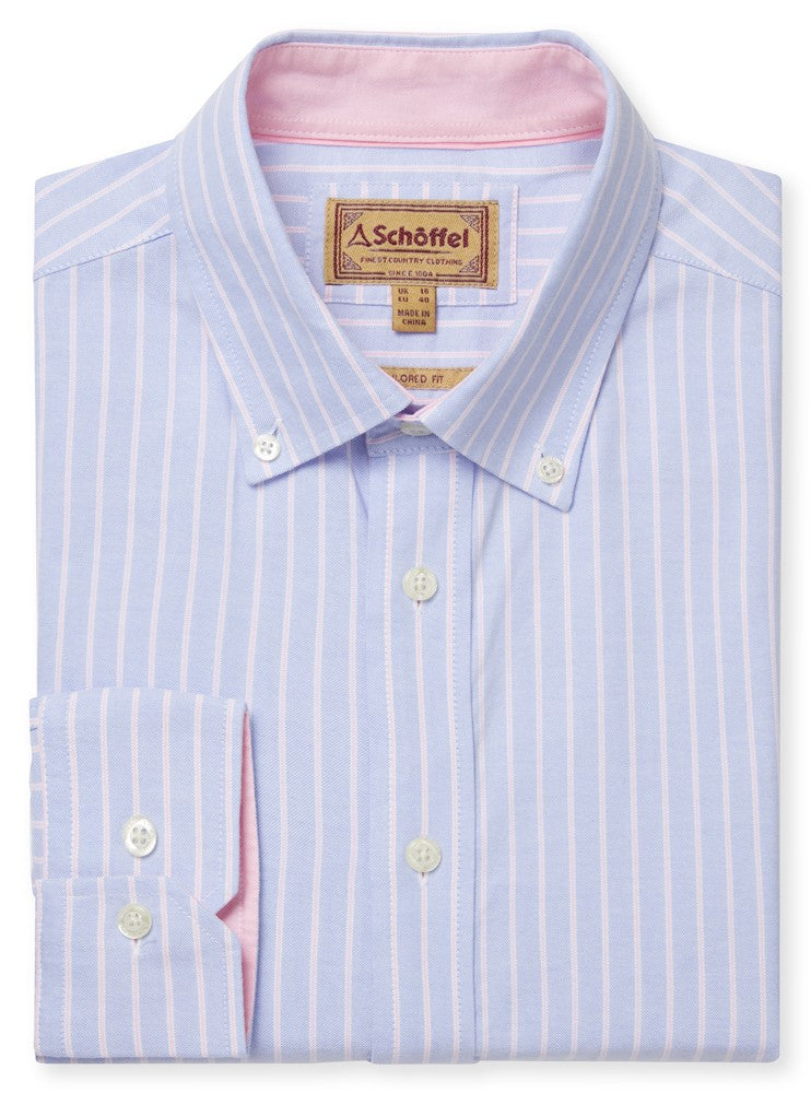 Holt Soft Oxford Tailored Shirt - Blue/Pink Stripe