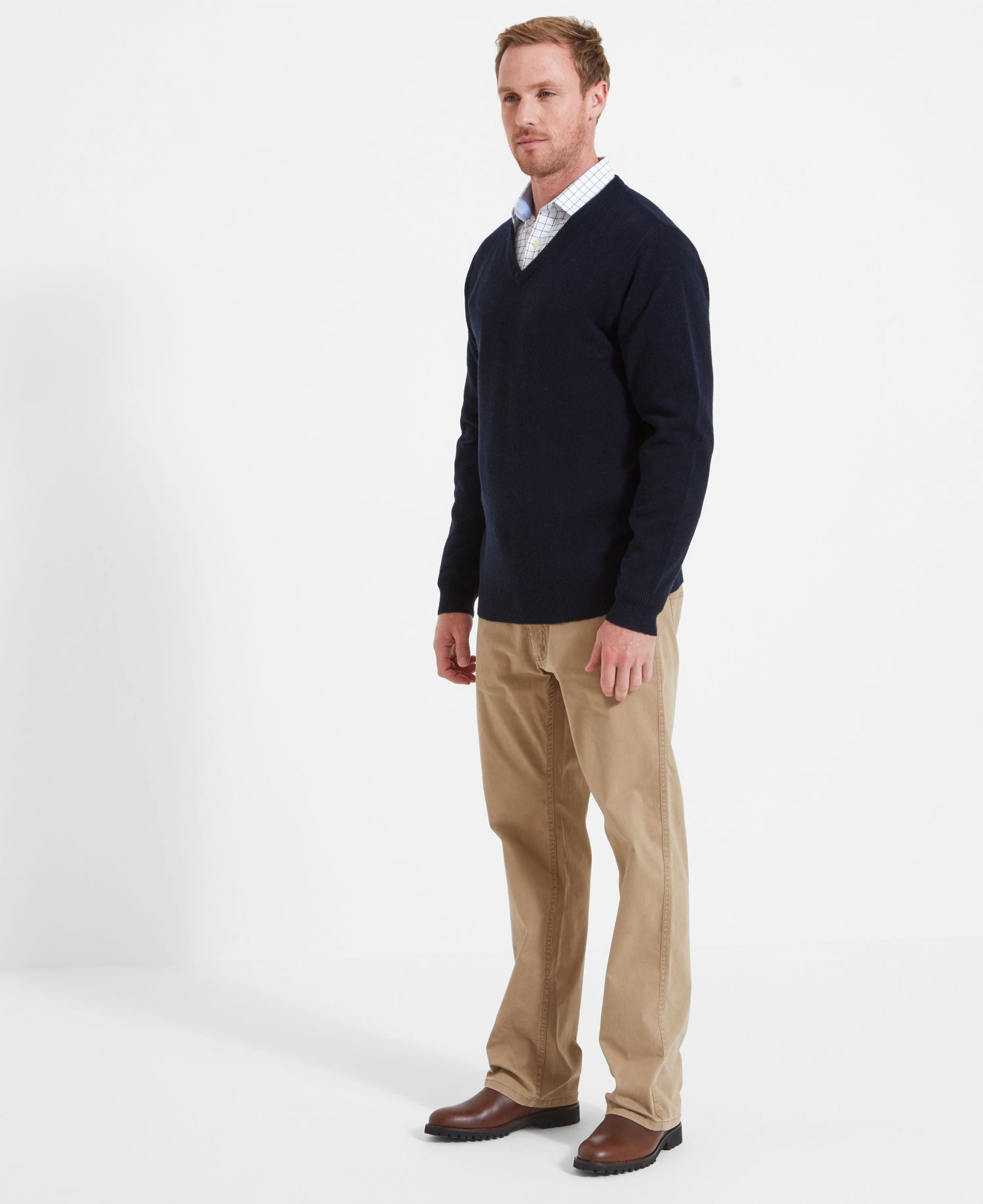 Lambswool V Neck Jumper - Navy