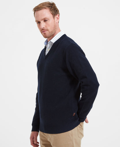 Lambswool V Neck Jumper - Navy