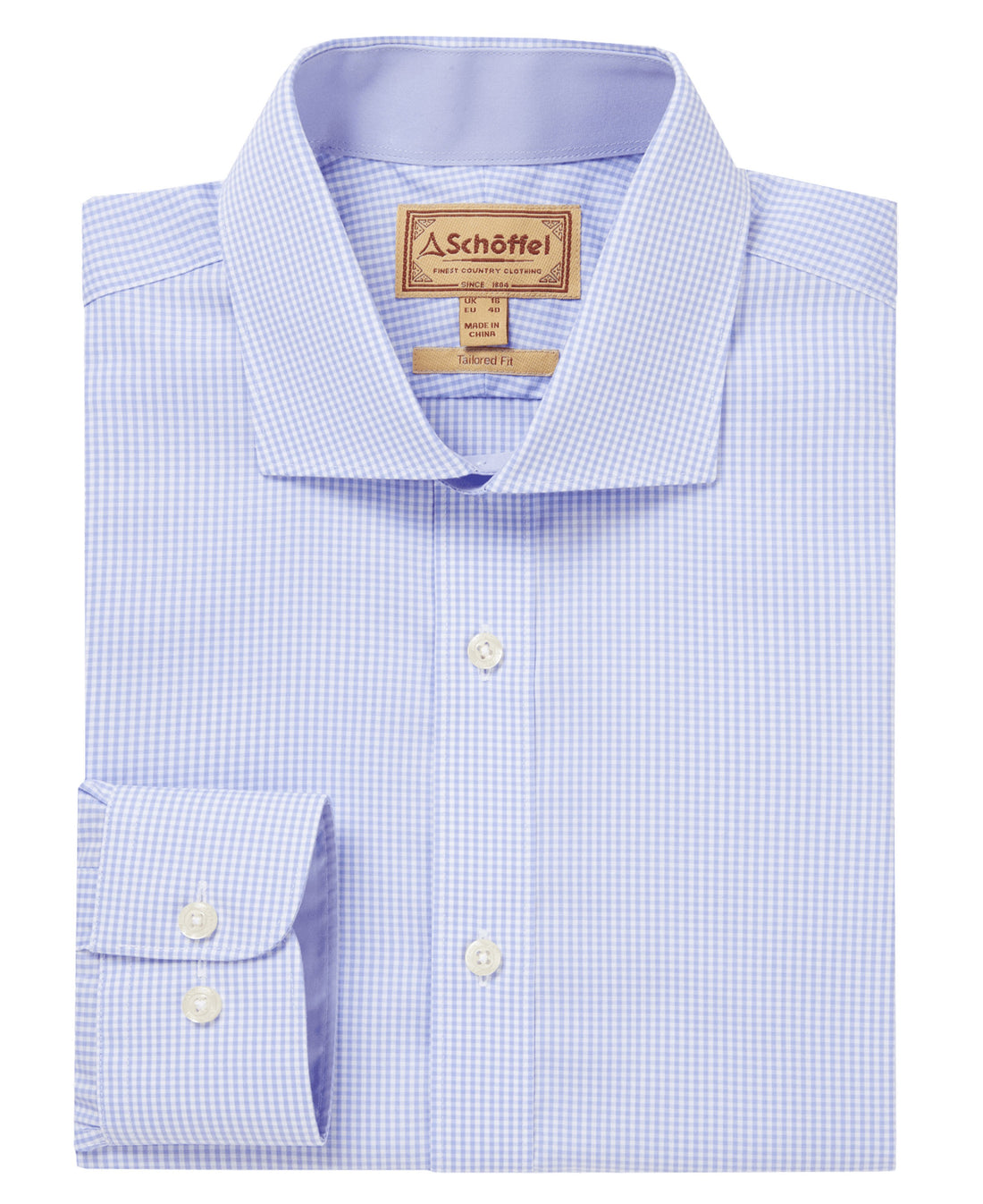 Greenwich Tailored Shirt - Micro Light Blue Check