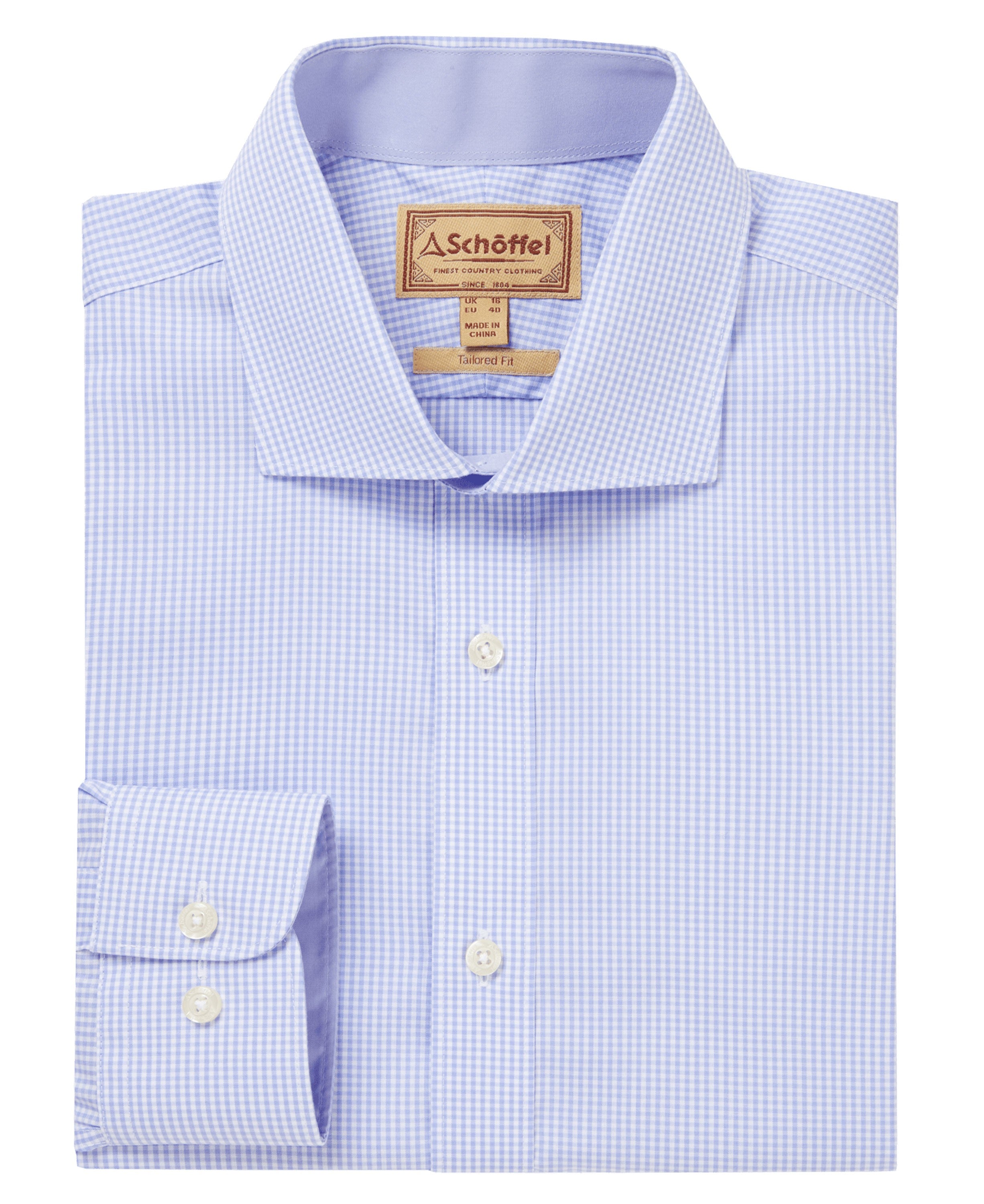 Greenwich Tailored Shirt - Micro Light Blue Check