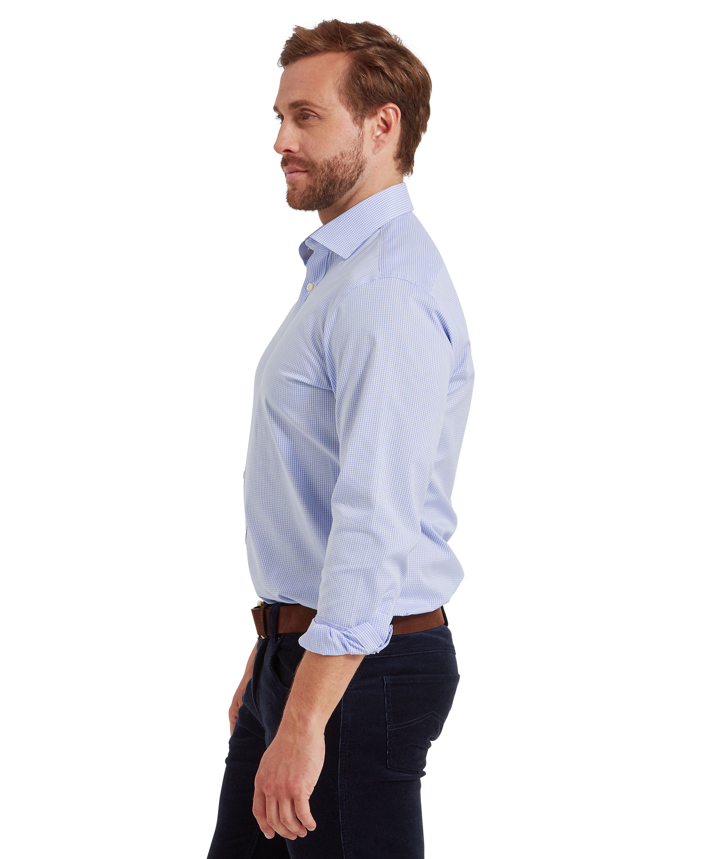 Greenwich Tailored Shirt - Micro Light Blue Check