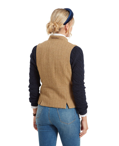 Millport Tweed Nehru Waistcoat - Oak Herringbone Tweed
