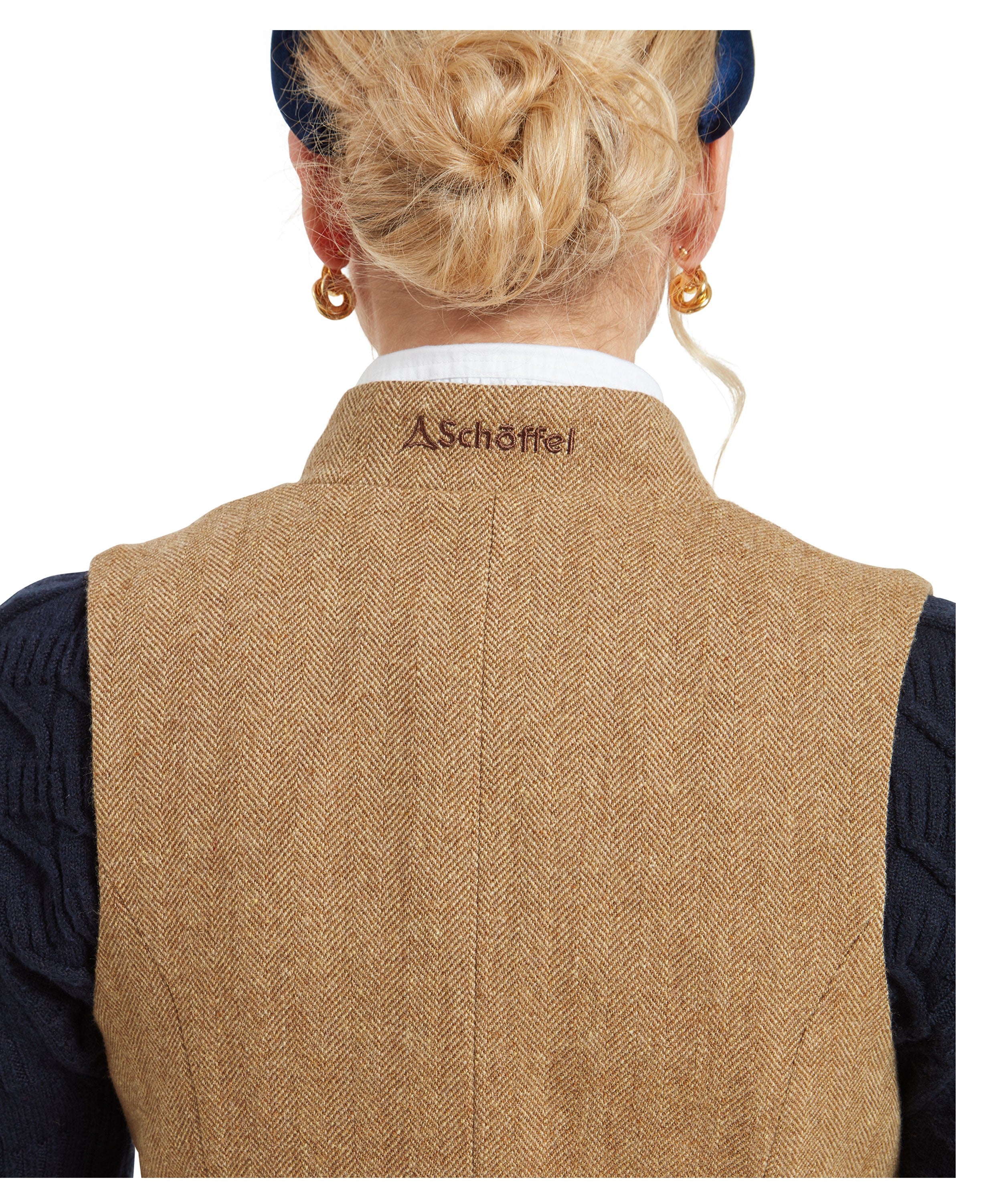 Millport Tweed Nehru Waistcoat - Oak Herringbone Tweed