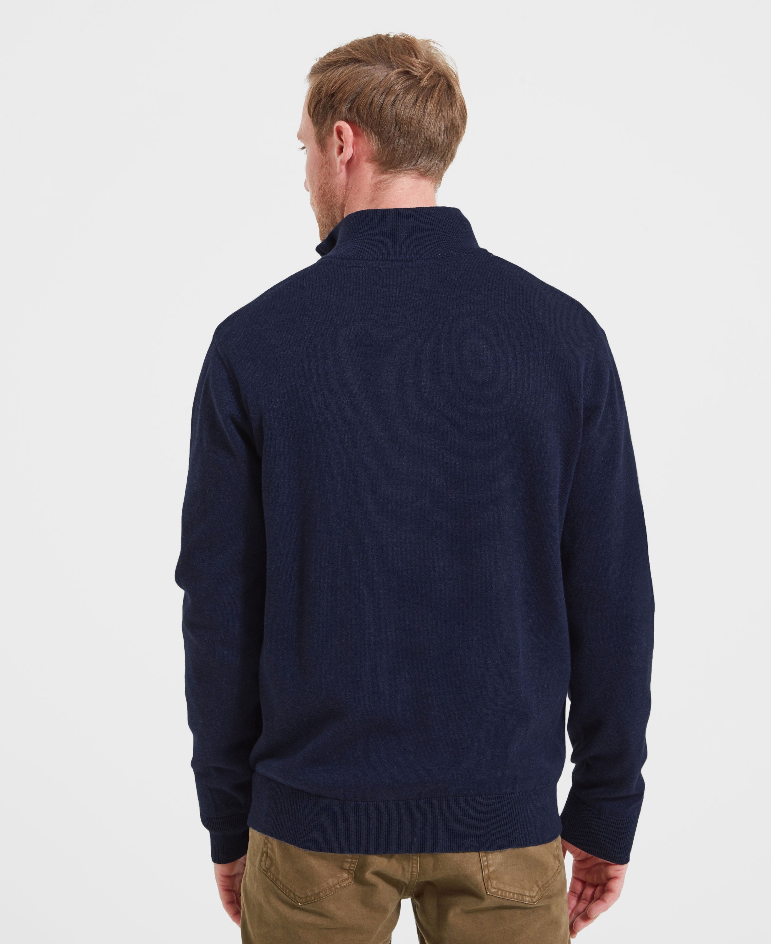 Porthmeor Pima Cotton 1/4 Zip Jumper - Navy