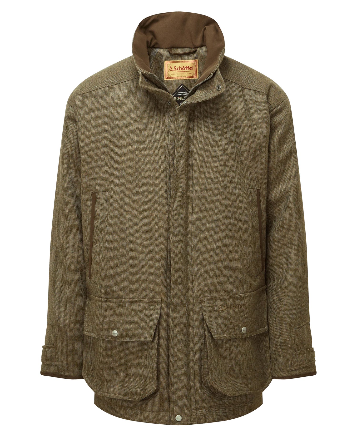 Ptarmigan Tweed Classic Coat - Loden Green Herringbone Tweed