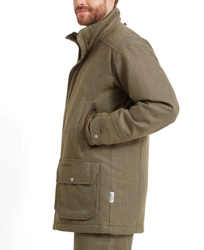 Ptarmigan Tweed Classic Coat - Loden Green Herringbone Tweed