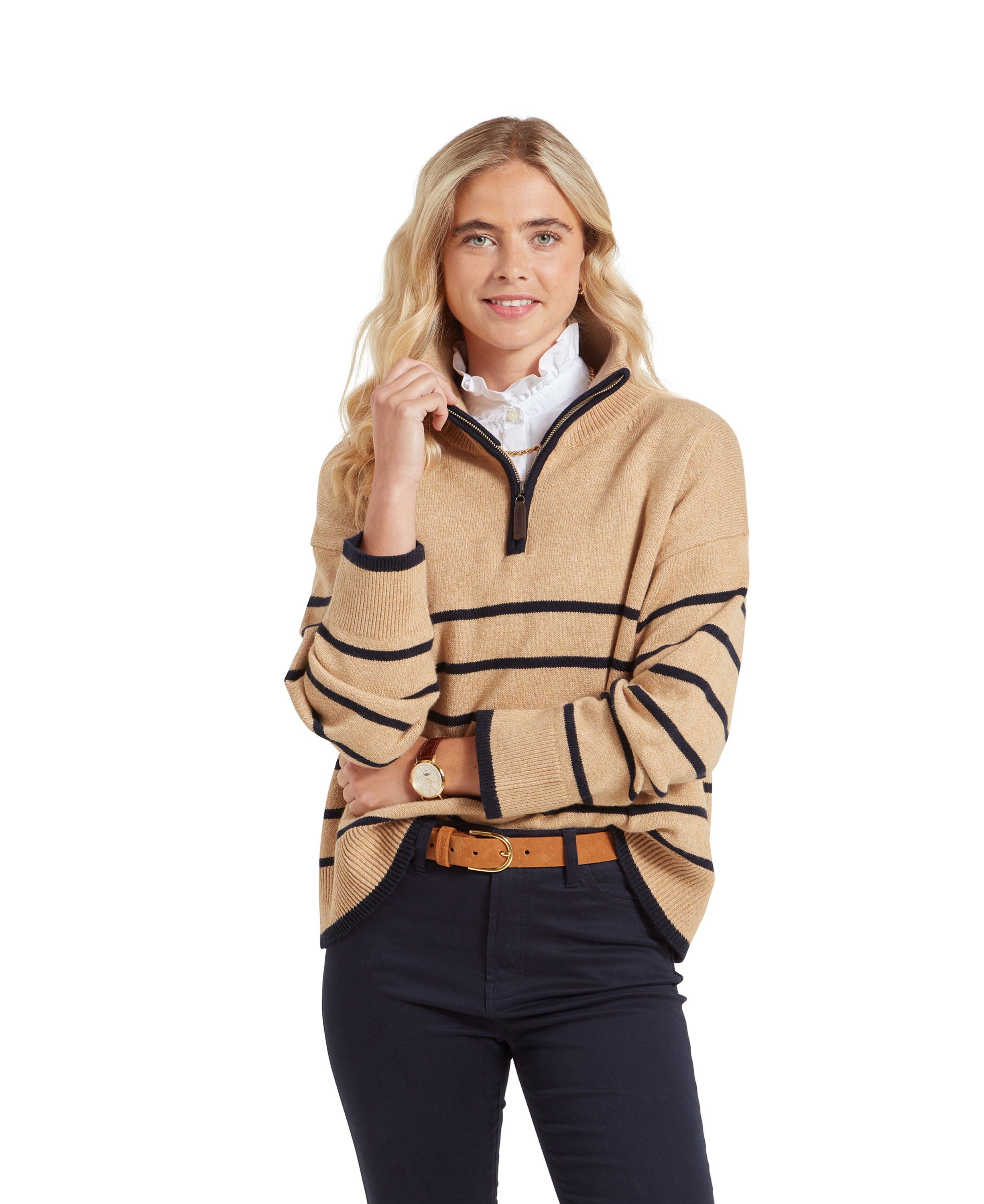 Sandsend 1/4 Zip Jumper - Warm Sand