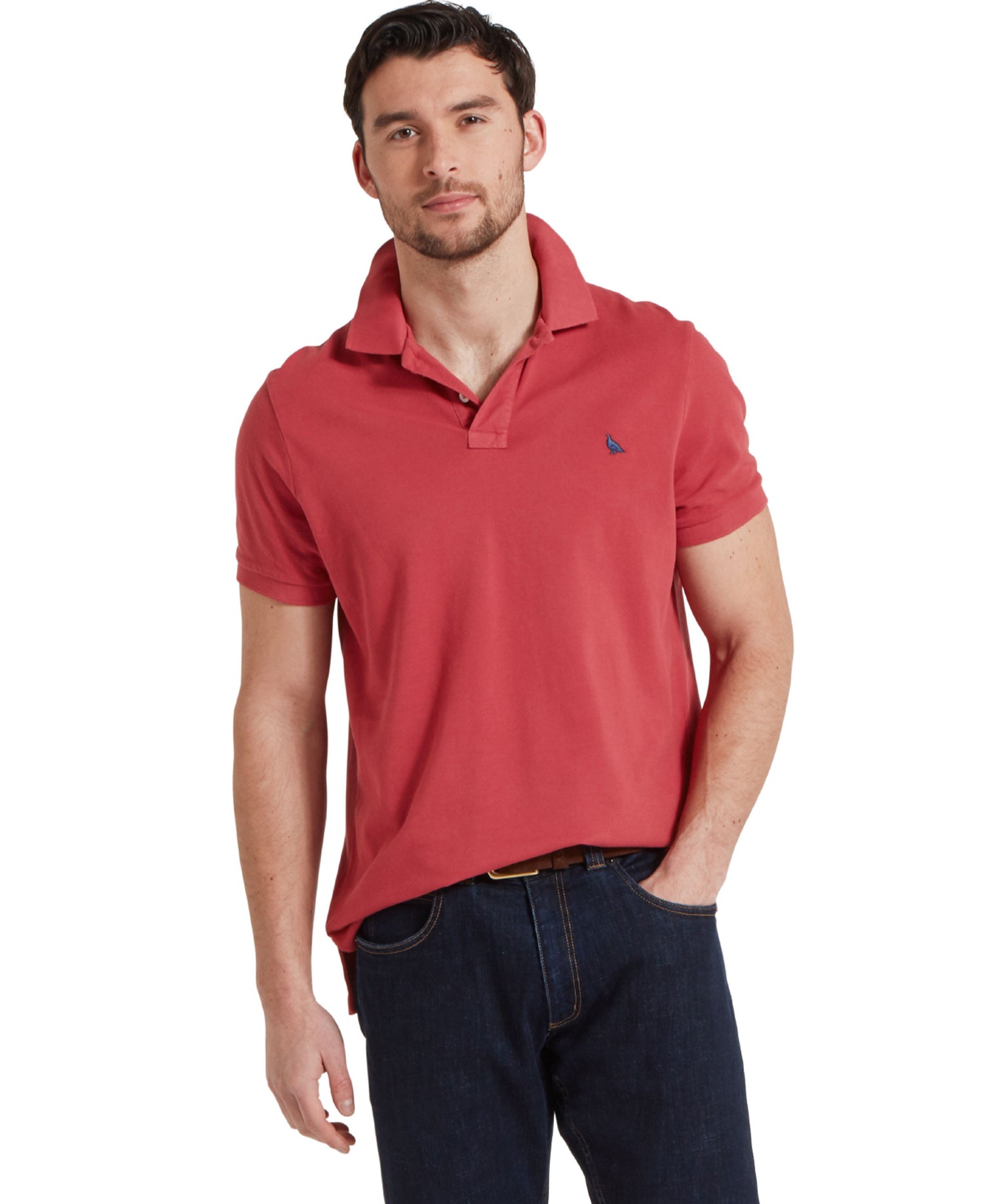 St Ives Garment Dyed Polo Shirt - Slate Red