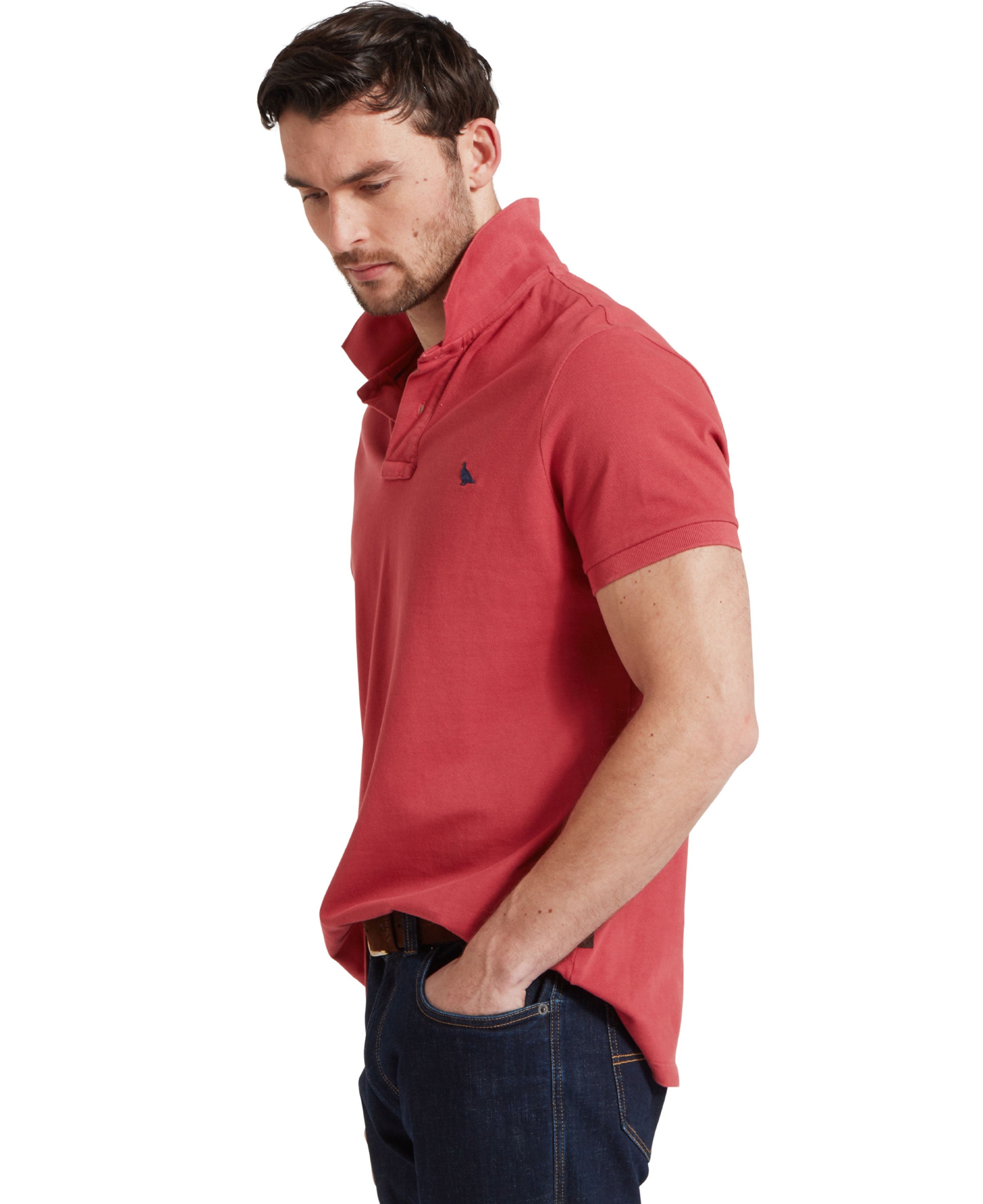 St Ives Garment Dyed Polo Shirt - Slate Red