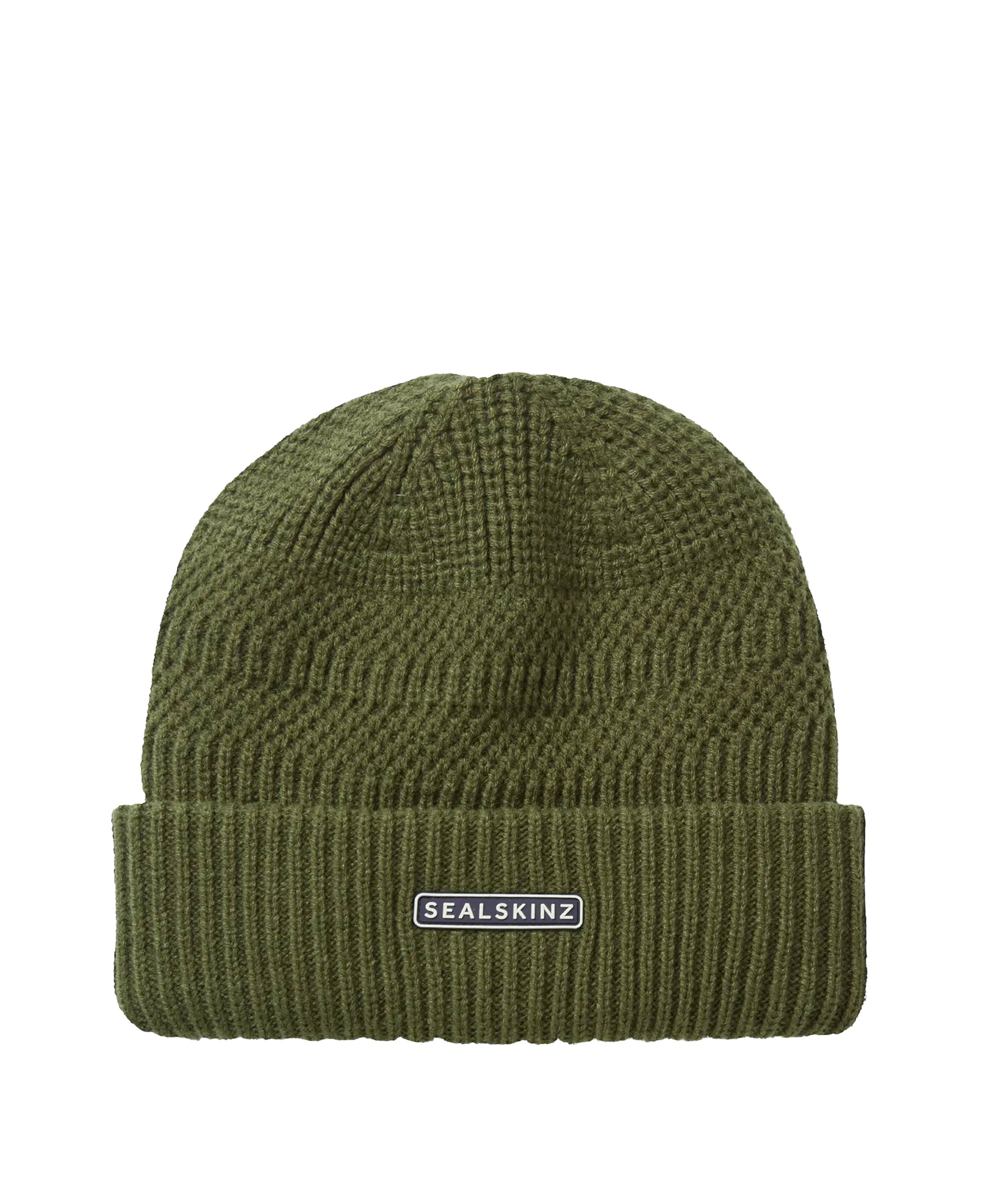 Gressenhall Waterproof Stripe Roll Cuff Beanie - Olive