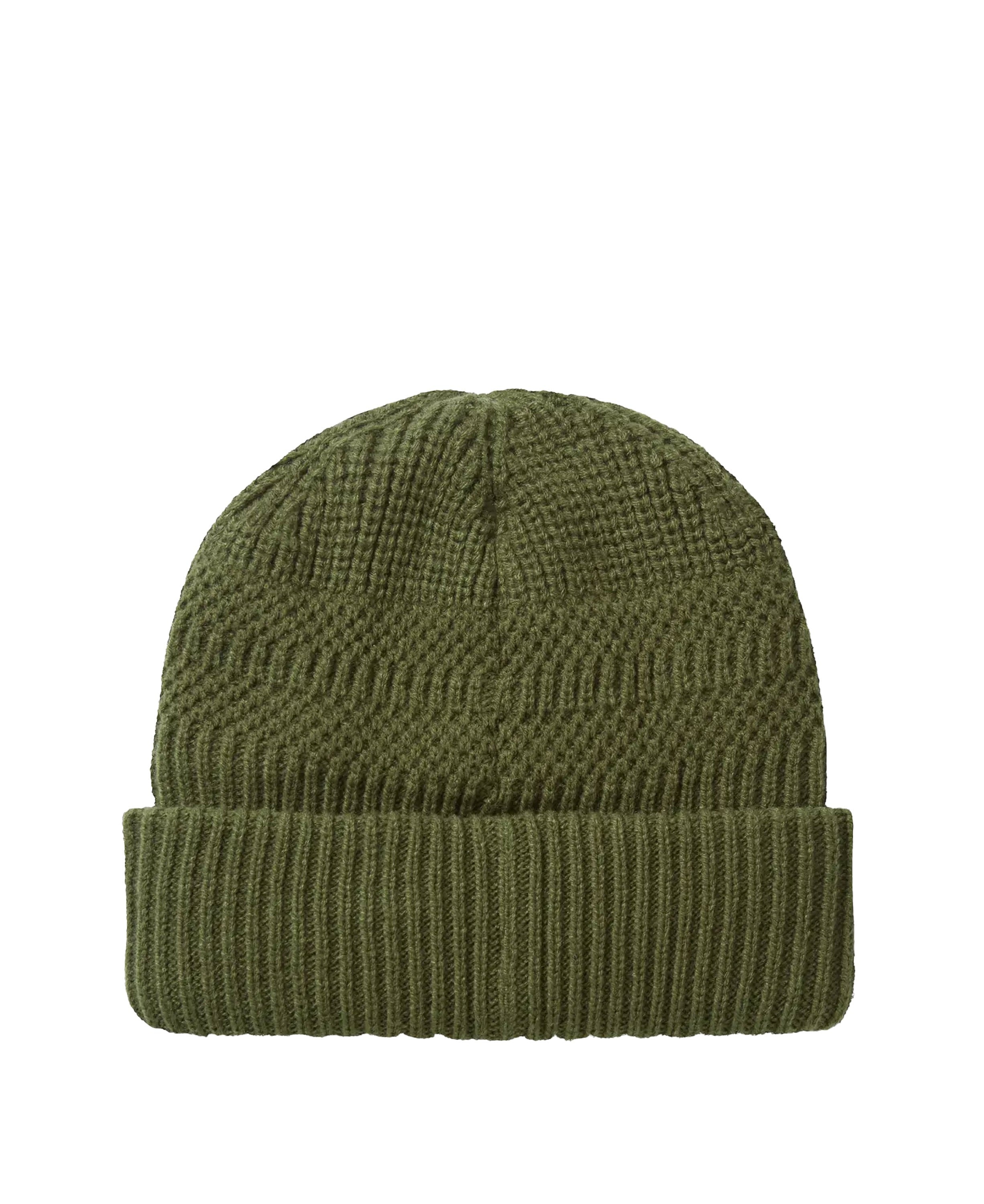Gressenhall Waterproof Stripe Roll Cuff Beanie - Olive