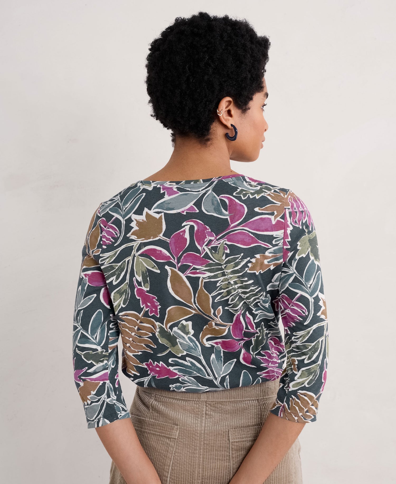 3/4 Sleeve Appletree Top - Inked Foliage Onyx