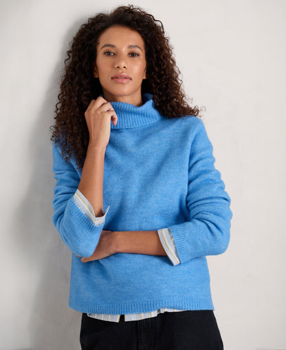 Cloud Chasing Roll Neck Jumper - Clear Sky