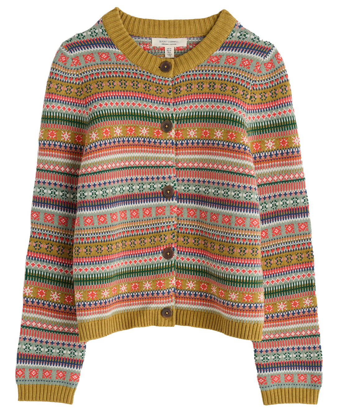 Cove Cottage Fair Isle Cardigan - Carved Relief Pear Multi