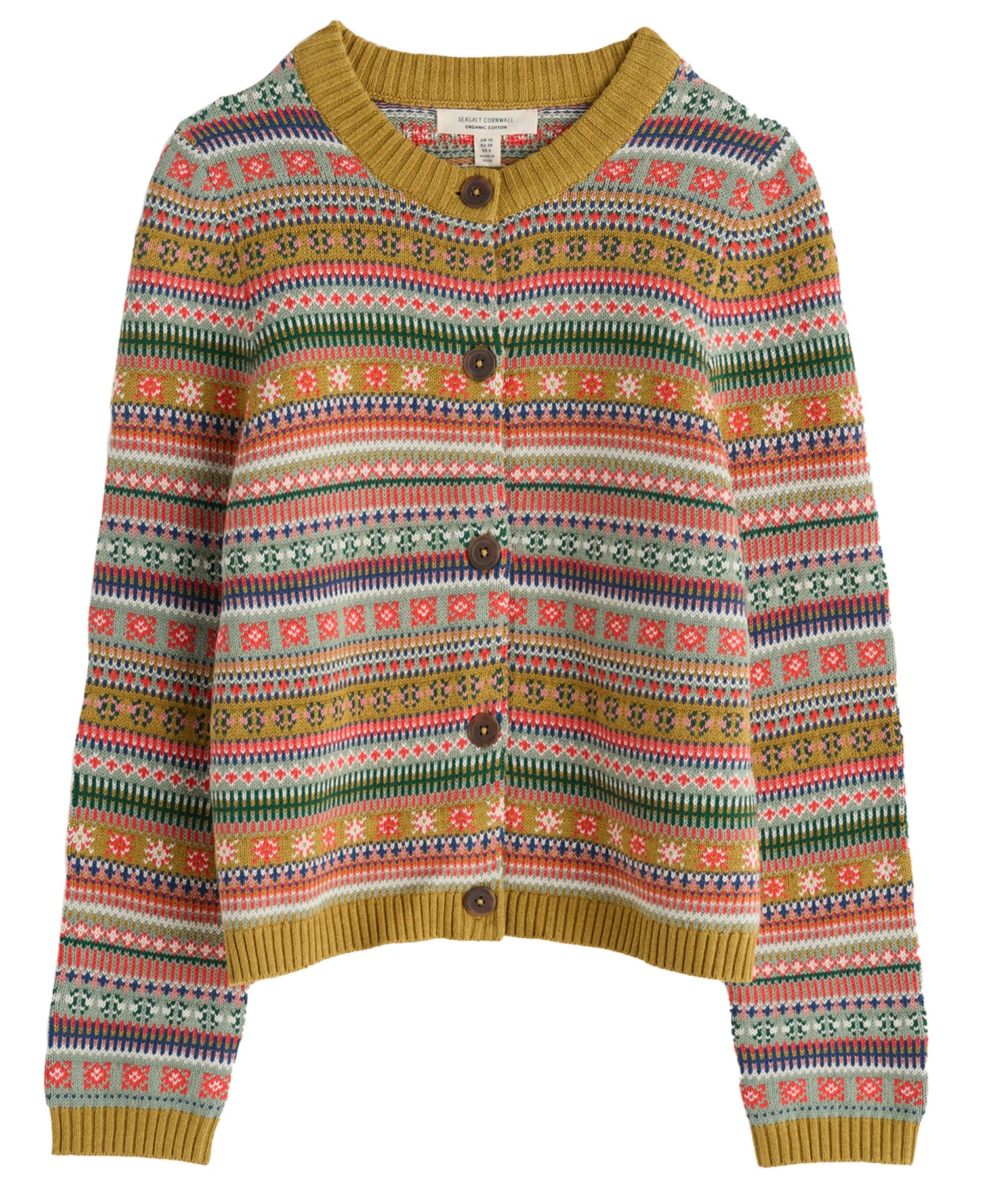Cove Cottage Fair Isle Cardigan - Carved Relief Pear Multi