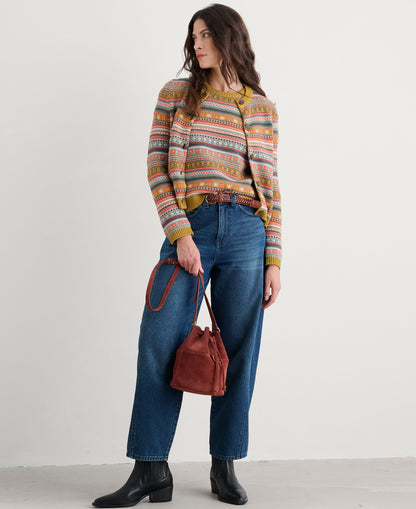 Cove Cottage Fair Isle Cardigan - Carved Relief Pear Multi