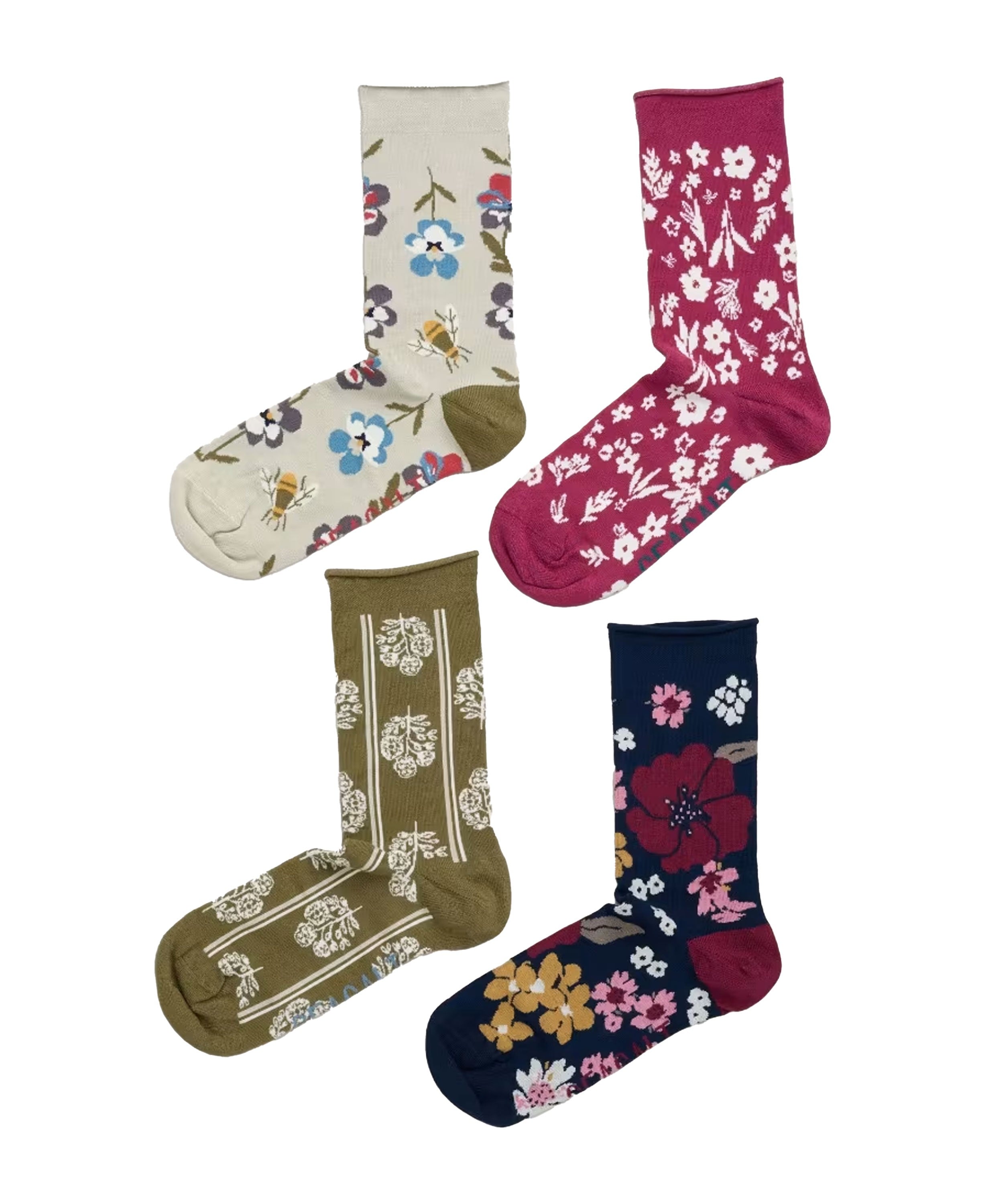 Sailor Socks Box Of 4 - Floral Fair Rose Mix