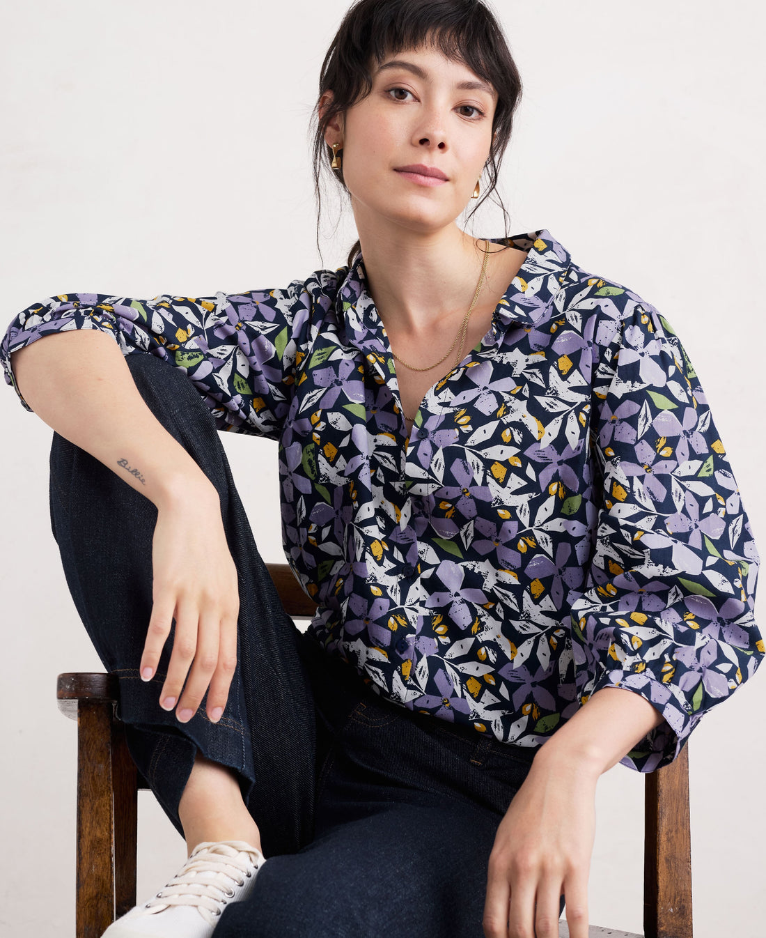 Hope Cottage Organic Cotton Blouse - Headland Collage Maritime