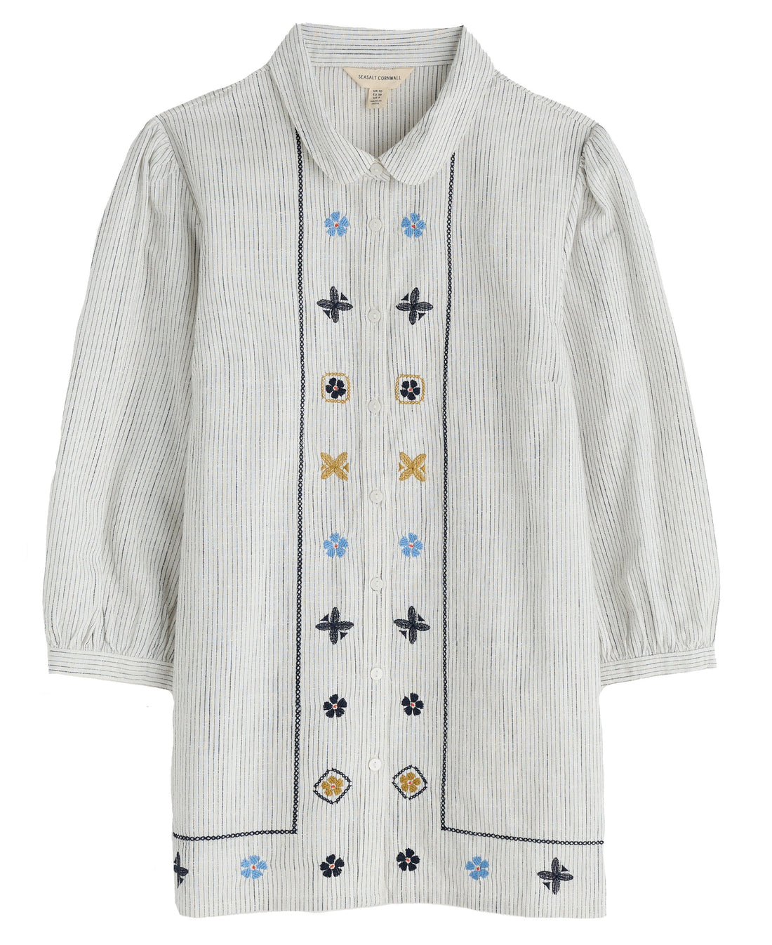 Hope Cottage Embroidered Blouse - Simplicity Stripe Chalk Maritime